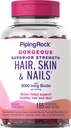 Piping Rock Hair Skin and Nails Witaminy 124; 165 Softgels 124; 5000 µg Biotin Extra Siła 124; z Argan i oleju kokosowego 124; Non-GMO, Gluten suplement