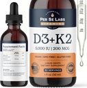 Witamina D3 K2 Krople płynne D3 5000 j. m. + K2 MK- 7 200mcg Max Wchłanianie Wsparcie immunologiczne dla dzieci i dorosłych 124; Wegan 124; NieGMO 124; Gluten, Dairy, Soy Alkohol Bezpłatne 124; 1 Oz