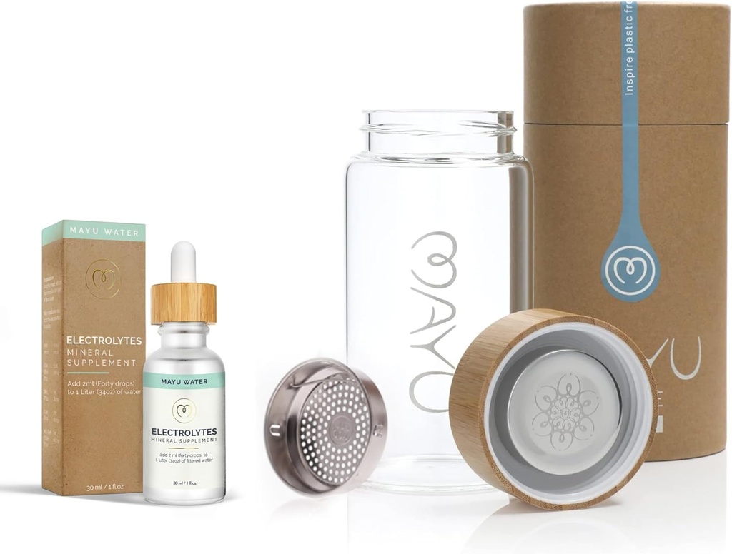 MAYU Elektrolityczne krople wody + 0.5L Butelka wody z Bamboo Lid 124; Electro Spirit Bundle