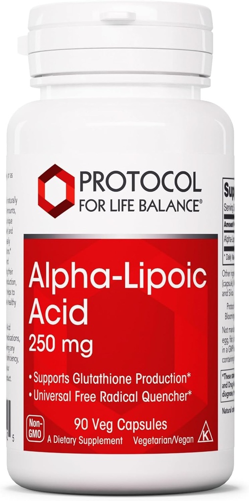 PROTOKÓŁ NA RZECZ BILANSU ŻYCIA Suplement do kwasu alfa- lipoinowego - 600mg ALA - Tlenowe zagęszczenie stresowe, Przepływ krwi i zdrowie serca - Kosher & Dairy Free - 60 Kapsułki po Veg