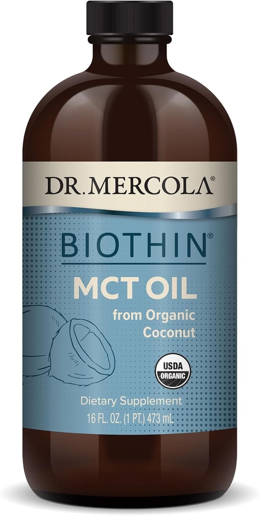 Dr Mercola Biothin Organic MCT Oil, O 31 Służenia (16 Fl. Oz.), Non GMO, Gluten Free, Soy Free i USDA Organic