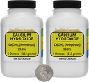 Wodorotlenek wapnia [Ca (OH) 2] 99,9% ACS proszek 8 Oz w dwóch butelkach z oszczędzaczem przestrzeni