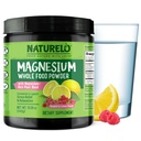 NATURELO Magnezu proszek - całe jedzenie spokój Magnezu proszek z Quinoa, Kalafior, & Nasiona roślin lnianych do odprężania, Limonka malinowa 85 Słupki, 15oz