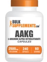 BulkSupplements.com Kapsułki AAKG - Suplement L- Argininy, Suplement tlenku azotu - Bez glutenu, 4 Kapsułki na Serving, 240 Ilość (Opakowanie 1)