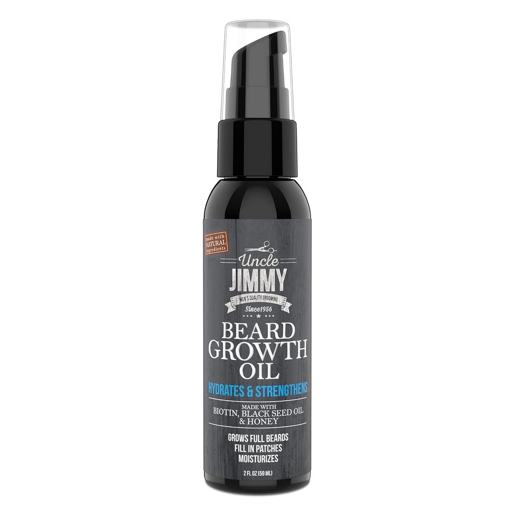 Wujek Jimmy Beard wzrostu oleju z Biotin 124; Natural Beard Care for Grubsze, Fuller Healthier Beard Beard 124; Men 's Facial Hair Treatment for Grooming 124; Zwiększa grubość i tom 2 Fl Oz