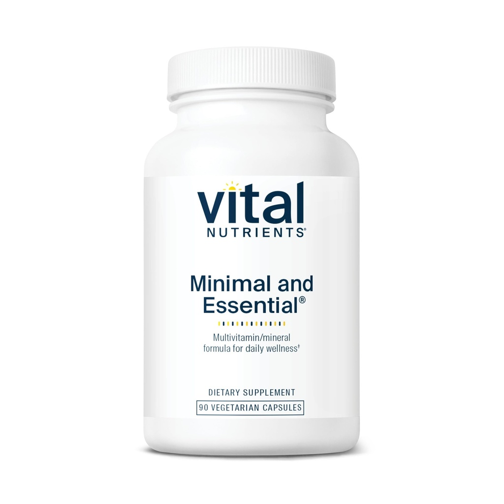 Vital Nutrigents Minimal and Esential Multivitamin Amend124; Vegetarian One per Day Multi Witamina, Mineral, & Antioksydant Supplement * Amend124; Iron- Free Amend124; Gluten, Dairy, Soy Free Amend124; Non-GMO Amend124; 90 Kapsułki
