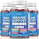 Nowy wiek 8 w 1 Immune Support Booster Supplement with Astragalus Root, Witamina C and Cynk 50mg, Witamina D 5000 j. m., Quercetin & Bromelain (8 w 1 Gummies (opakowanie po 3))