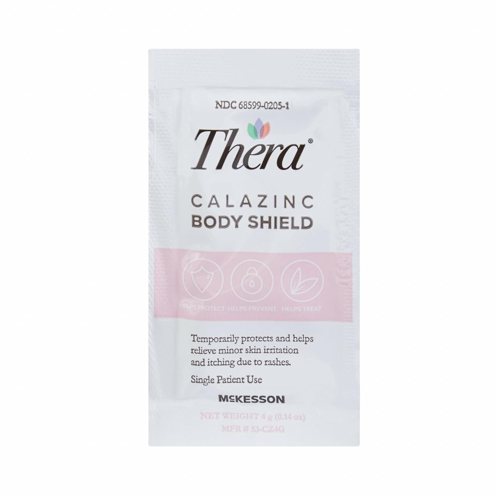 Thera Calazinc Body Shield, Calamine with Cynk Cream [144 Pakiety ogółem] -Skin Barrier Maintment for Eczema, Łuszczyca, Diaper Rash - Indywidualne opakowania, 4 g Packet