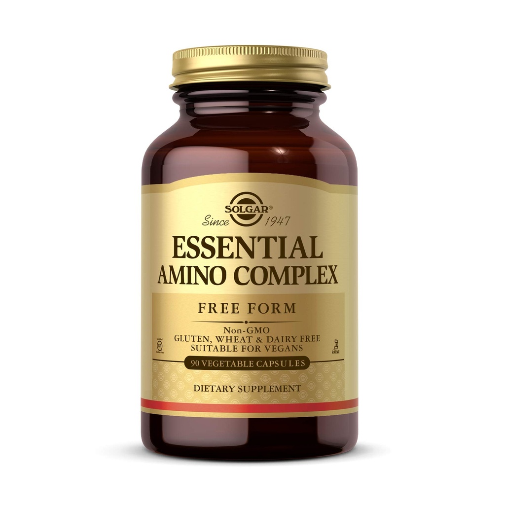 Solgar Essential Amino Complex, 90 Kapsułki warzyw - Wolna forma Esential Amino Acids - Non-GMO, Wegan, Gluten Free, Dairy Free, Kosher - 90 Sługi