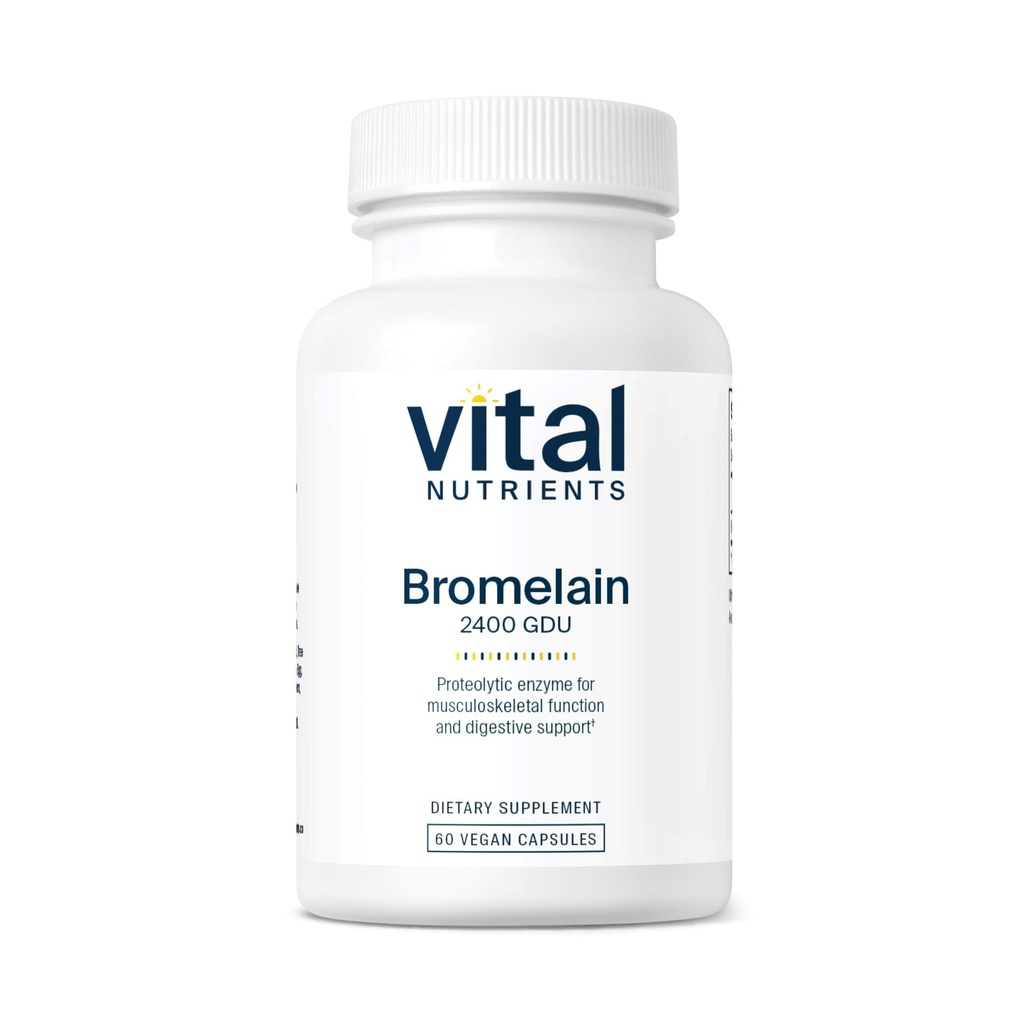 Vital Nutrigents Bromelain 2400 GDU XI124; Vegan Bromelain Supplement to Support Protein Disease * XI124; Digestive Enzyme from Ananas XI124; Gluten, Dairy, Soy Free XI124; Non-GMO XIX124; 60 kapsułki