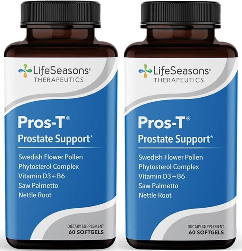 Pros- T - Prostate Supplement Supplement - Piła Palmetto, Fitosterol, Cynk, Nettle, Witamina D-3 & B6 - Promowanie zdrowej funkcji prostaty i normalnego przepływu moczu - Poprawa tkanki tłuszczowej - 60 Softgels (Opakowanie 2)