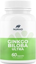 NuMAD Ginseng (600mg) + Ginkgo Biloba (120mg) 60 Kapsułek z dodatkową siłą Nootropików Suplement do Wspomagania Mózgu dla Pamięci i Skupiania