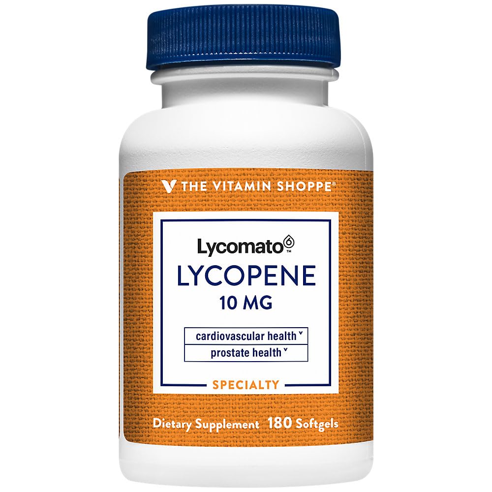 Witamina Shoppe Lycopene 10MG, przeciwutleniacz, który wspomaga układu sercowo-naczyniowego, prostaty i zdrowia komórkowego (180 Softgels)