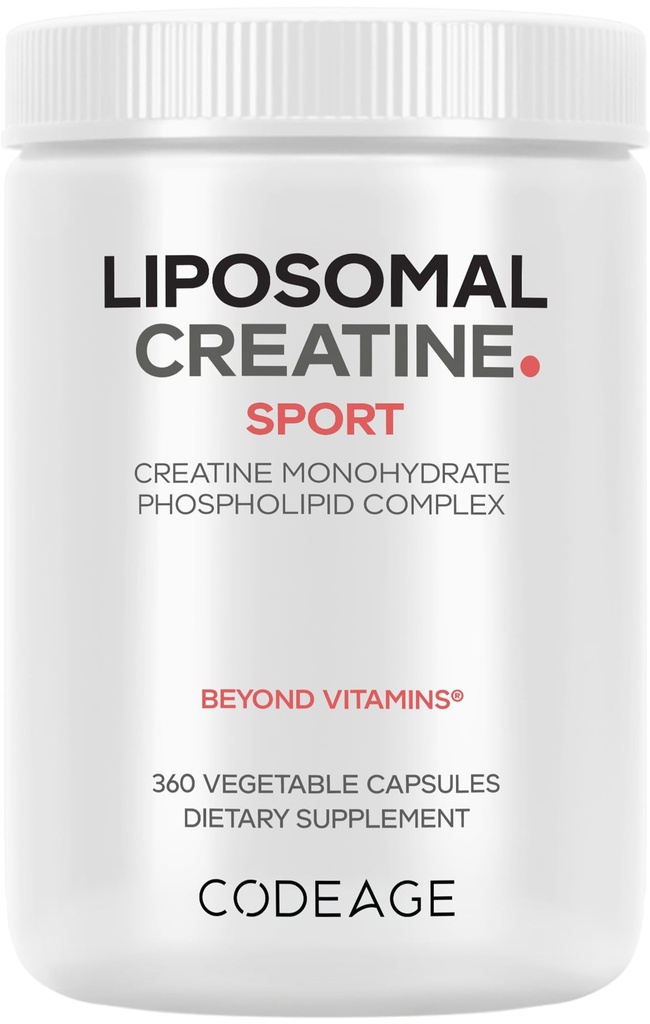 Codeage Liposomalne Suplement Monowodny Kreatyna, Pure Creature 2500mg - 3 Miesiące dostaw, Mikronizowane, Mięśnie Kreatynina Sportowe Żywienie i atletyki, Non-GMO - 360 Kapsułki