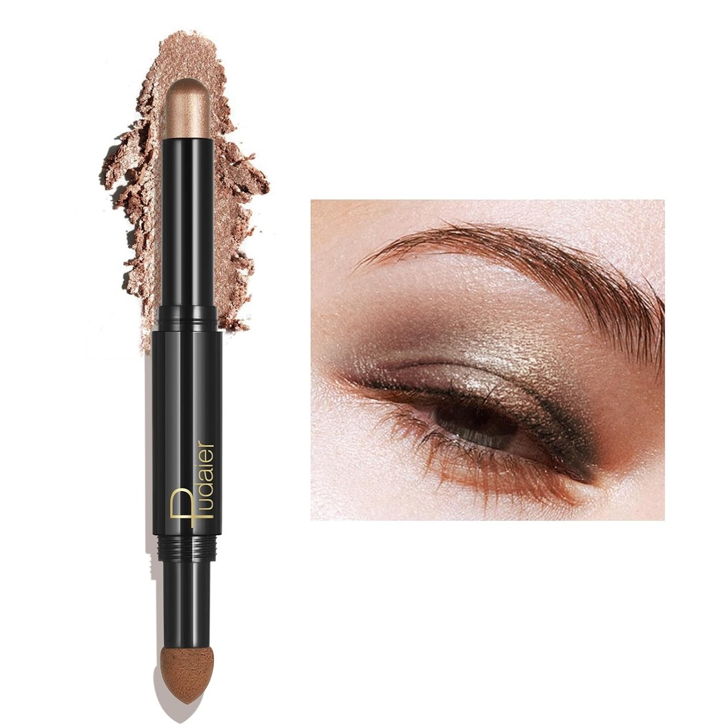 ZUK 2-in-1 Kremowy patyk Eyeshadow Stick, Matte & Shadow Shimmer Eye, Wysokie Pigmentowane Patyczki Cieni Eye, Długi Lasting Eyeshadow Highlighter Pencil, Brokat Kredka Eyeshadow dla kobiet, Cruelty- Free i Wegan
