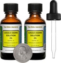 Jod Lugola / 2% roztwór / 2 Oz w dwóch butelkach szkła bursztynowego / kroplomierzem / USA