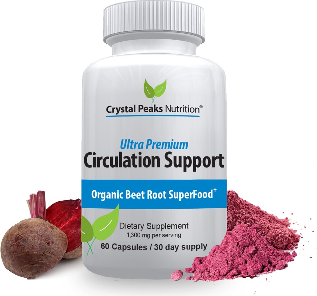 Pure Organic Beet Root Powder Extract - krążenie krwi, Promotes Arterie i Veins, Zwiększenie produkcji tlenku azotu. 1300mg, 60 kapsułek wegetariańskich