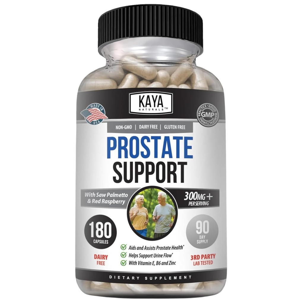 Kaya Naturals Wsparcie prostaty 124; Pothent DHT Blocker dla wzrostu włosów, Promowanie snu, Beta Blocker do zmniejszenia częste oddawanie moczu, Wsparcie Bladder Empting & Suplement Stamina (180 kapsułki)