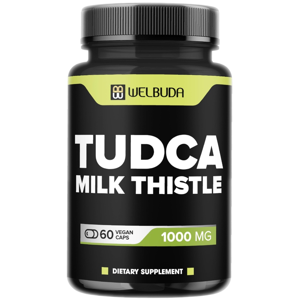 WELBUDA 1000mg Suplement Tudca z ekstraktem Thistle Milk - 60 Kapsułek Wegan - Wsparcie dla układu immunologicznego, trawienia zdrowia, Oczyszczanie ciała i zdrowia mózgu