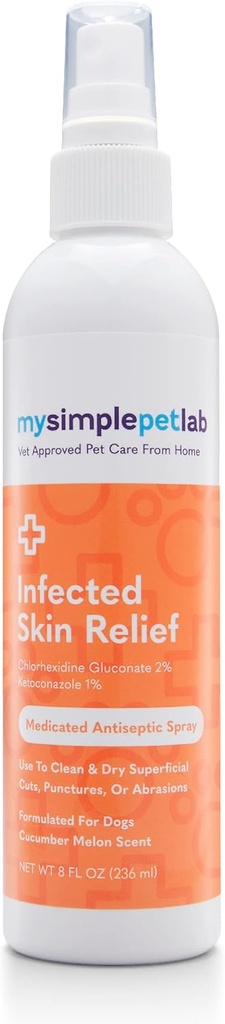 MySimplePetLab Ketokonazol i Chlorheksydyna Spray Dog, Hot Spot Leczenie, Relieves cięcia i otarcia, Czyści, Suchy Skóra Szybko, z Aloe, Witamina E, Rozdrażnienie skóry Spray dla psów