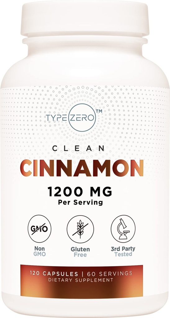 Typ Zero Ceylon Kapsułki cynamonowe (1200mg 124; 120 Kapsułki) - Naturalny, Non-GMO, Bez glutenu, Organiczny Cynamon Bark Suplement