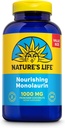 Nature 's Life Monolaurin 1000 mg, Nourishing Monolaurin from Natural Raw Coconut, Suplement wsparcia immunologicznego, Gut Health, Balanced Gut Flora, 60- Day Guarantee, 125 Służenie, 250 Kapsułki wegetariańskie