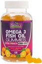 Omega 3 Fish Oil Gummies, Heart Healthy Omega 3 Gummy Suplement z wysoką absorpcją DHA & EPA, Extra Siła Joint & Wsparcie Mózgu, Pyszne Pomarańczowy Flavor Fish Oil Nature 's Witamina - 120 Gummies