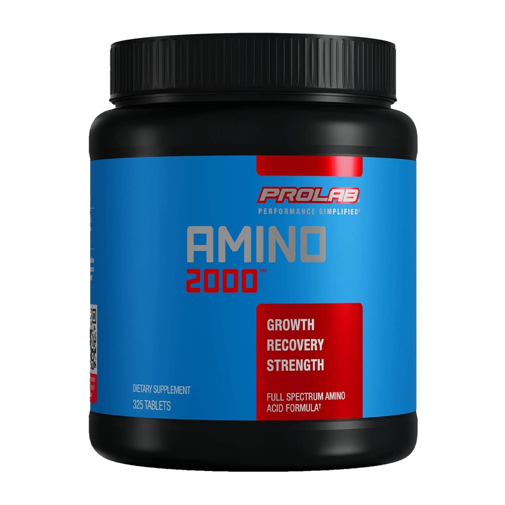 Prolab Amino 2000 Essential Amino Acids Supplement, Full- Spectrum EAA Formuła do odzyskiwania mięśni, Lean Muscle Growth & Performance Support (325 Tablets)
