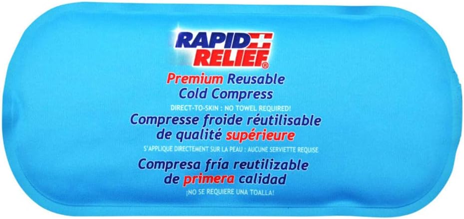 Rapid Relief Gel Cold Compress - Miękki materiał zimny Pack dla urazów, pierwszej pomocy, opryskiwania, Bóle głowy, achy mięśniowe i ulga bólowa 5 "x 11" Małe