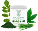 VORG SuperGreens - # 1 Zielony Superfood Proszek z Chlorella, Barley Grass, Moringa, Kelp, Spirulina, Wheatgrass - 100% Organic - Probiotyki, Fiber & Enzymy (1 Tydzień dostaw)