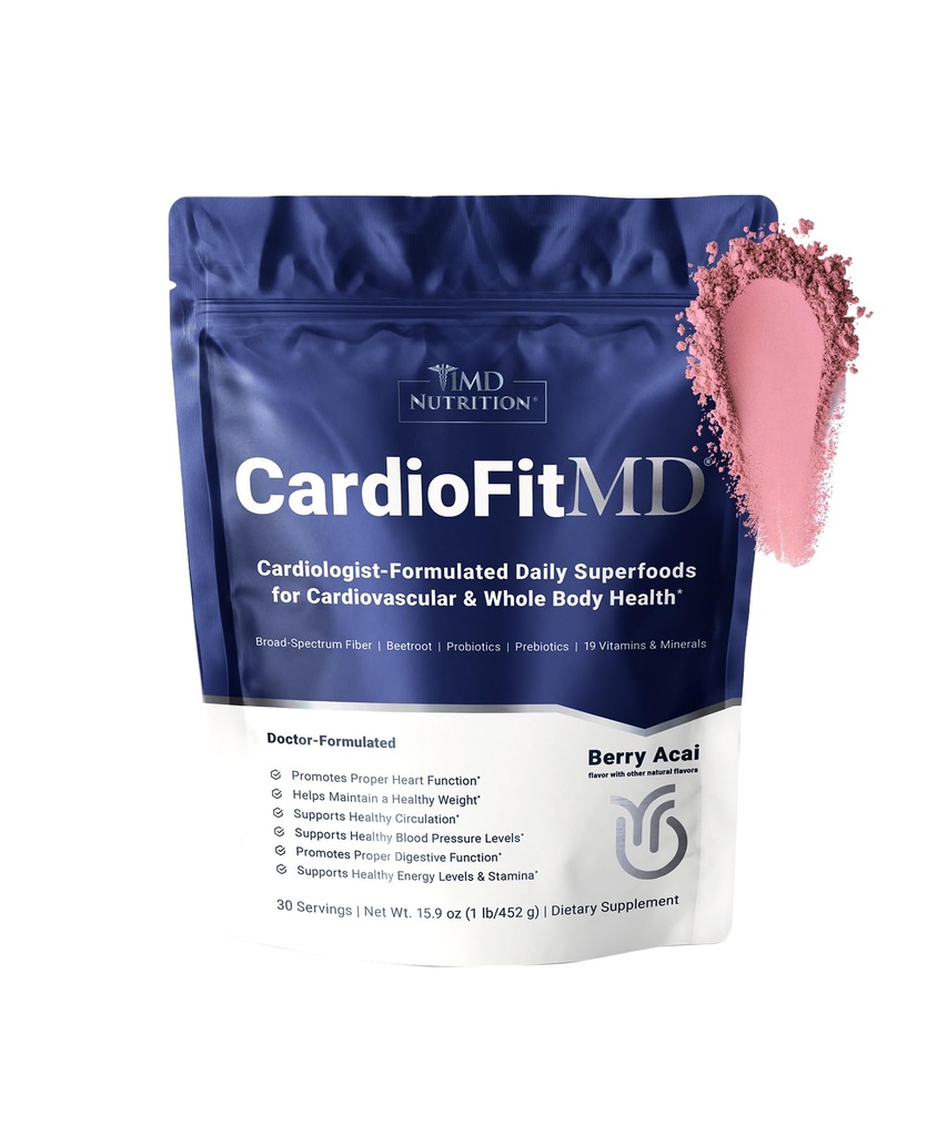 1MD Nutrition CardioFitMD - Wegan Beets Superfood Keto- Friendly - Supplement tlenku azotu - Burakowy proszek korzenny - Napoje wysokowłókniste - 30 Dni