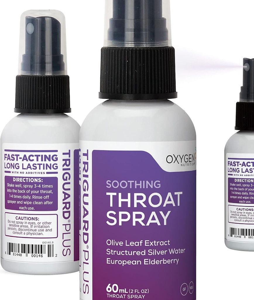 TriGuard Plus Spray Gardło 124; Ekstrakt Elderberry, Olive Leaf Extract i Colloidal Silver Water 3- in-1 Immune Support Spray Gardło 124; Potężny system immunologiczny Booster 124; Wielki smak, 2oz, Made in USA