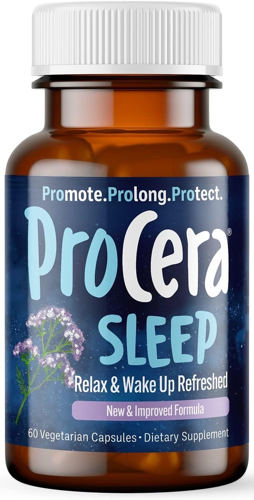 Procera Sleep - Wake Feeling Refreshed - Pomaga regulować cykle kręgowe - 7 Klinicznie udowodnione naturalne składniki - Non Habit- Forming - No Side Effects - Theanine - Melatonina - Lemon Balm - 60 Count