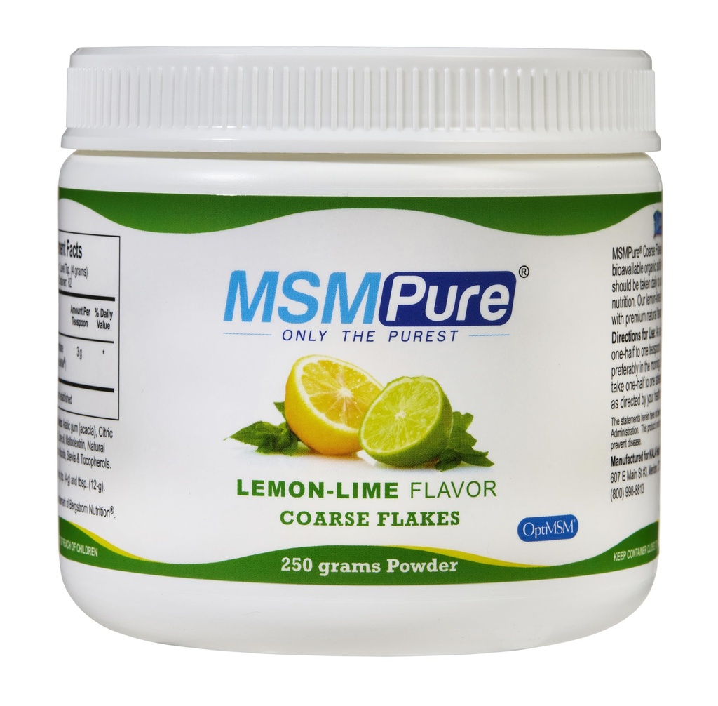 Kala ZDROWIE MMPURE Lemon Lime Aflavored Grube płatki proszkowe MSM - organiczne siarka dla wspólnej elastyczności, Wygląd skóry i wsparcie włosów i paznokci - 8.8 oz, USA Made, destylowane kryształy