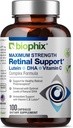 Biophix Wsparcie siatkówki Maksymalna wytrzymałość Formuła 100 Kapsułki - Cynk Witamina C E Luteina DHA Omega-3 Astaksantyna Kwas hialuronowy - Pomaga Eye Vision Health