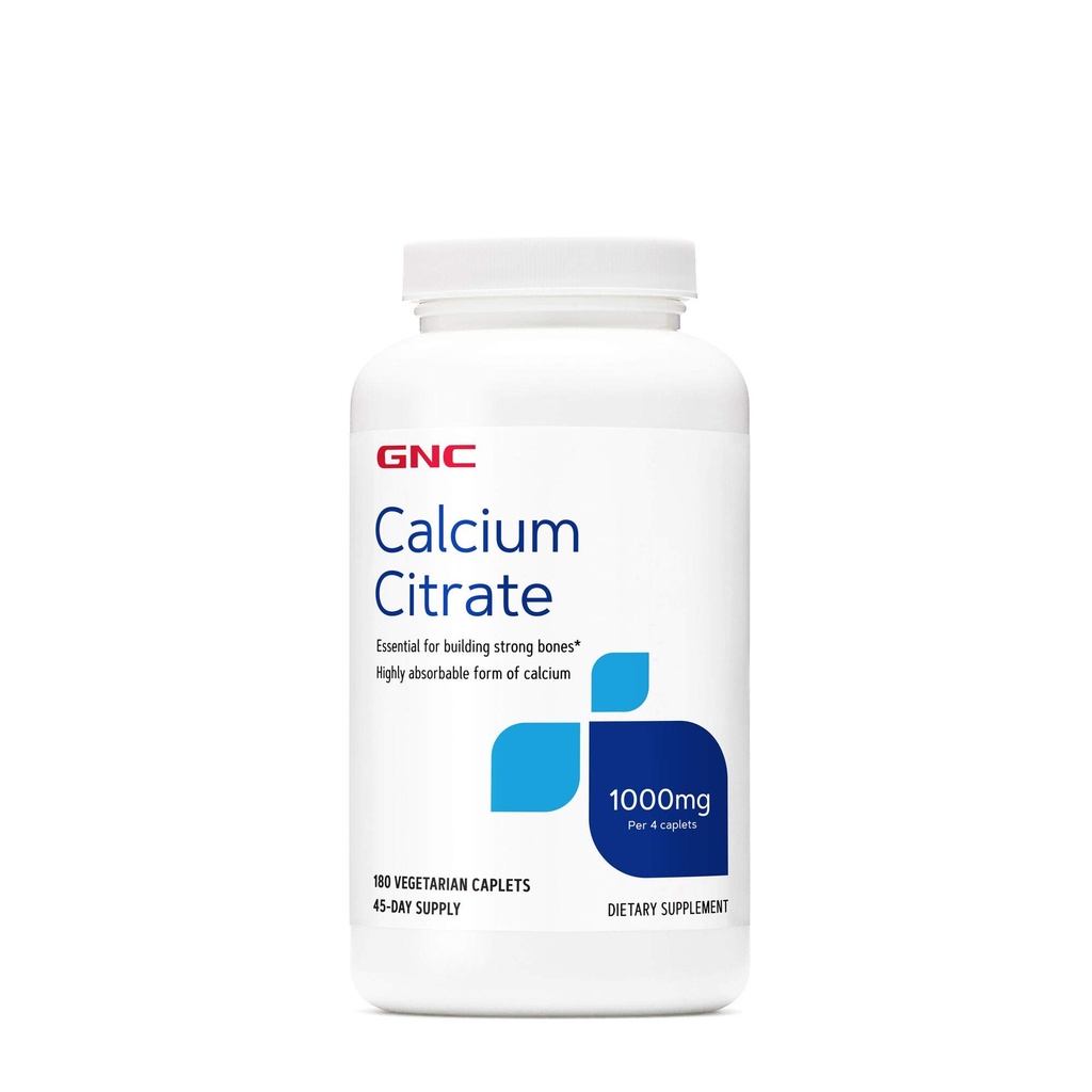 GNC Wapnia Citrate 1000mg, niezbędne do budowania silnych kości, 180 Kapulety wegetariańskie