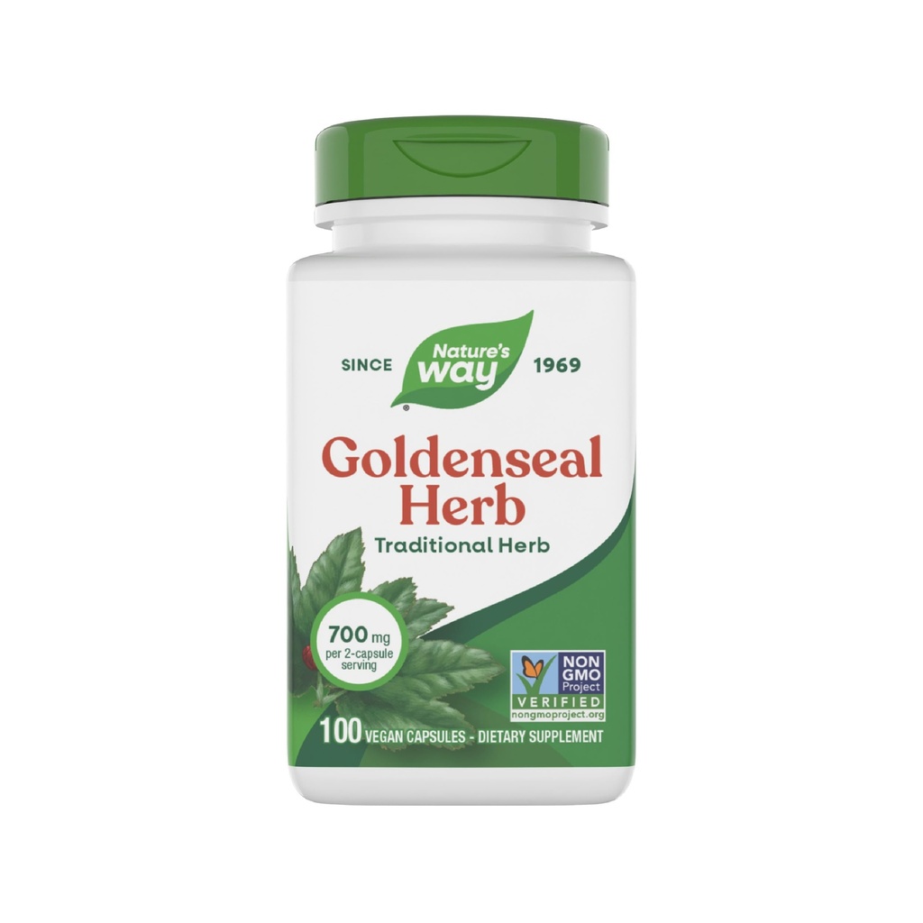 Nature 's Way Goldenseal, Tradycyjny Herb, 700 mg na 2- Kapsułki Serving, NieGMO Projekt zweryfikowany, Wegan, 100 Kapsułki
