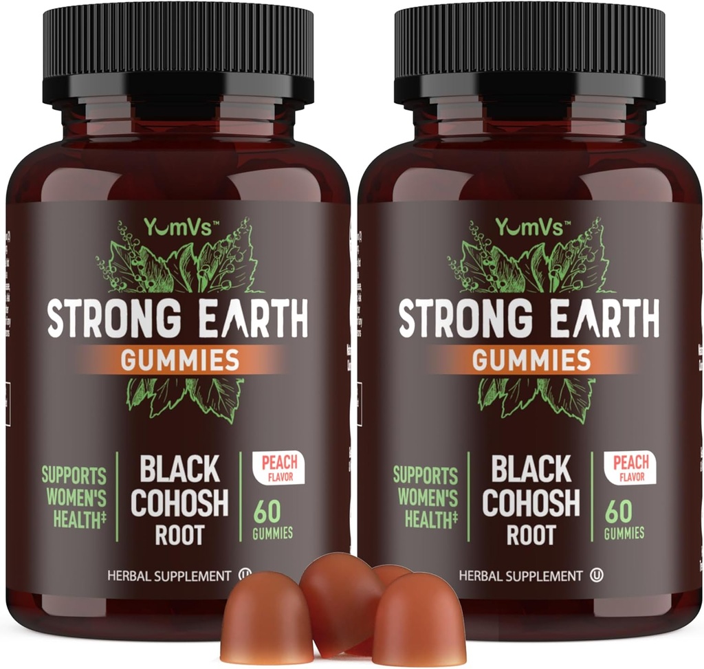 YUM- V 's Strong Earth Black Cohosh Root 50mg (60 Count) - Natural Extract Menopauza Supplements Night Sweats & Hot Flash dla kobiet
