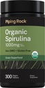 Piping Rock Organic Spirulina 124; 1000mg 124; 300 Tabletki 124; Arthrospira Platensis 124; Wegetarianin, Non-GMO, Gluten