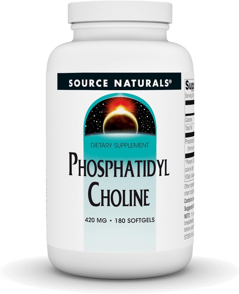 Źródło Naturals Fosfatydyl Cholina, w Lecytyna 420 mg Suplement diety - 180 Softgels
