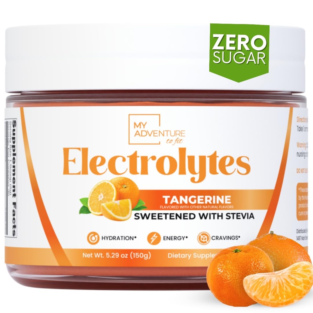 Zero Sugar - Tangerine Electrolytes Powder - Refreshing Hydration - Caffeine Free Energy with All Natural Ingredients - Vegan, Keto & Paleo - Sugar Free Electrolytes Hydration Drink Mix - 30 Servings