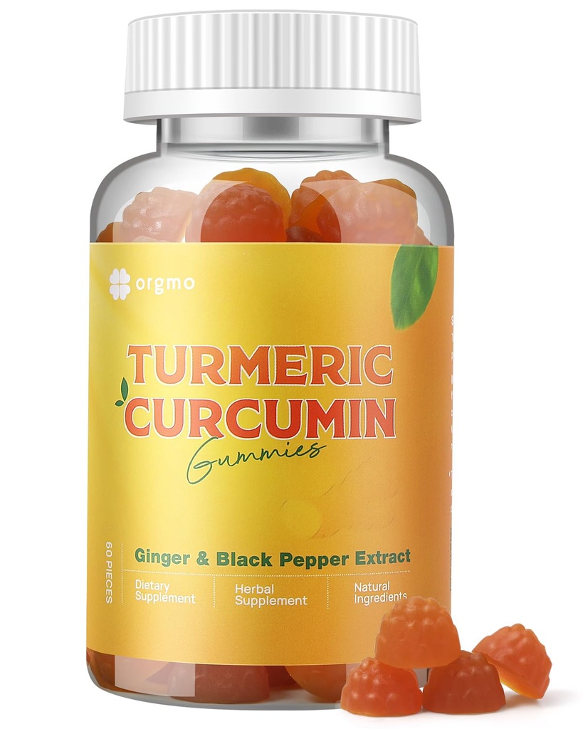 Turmerowe gumki z czarnym pieprzem do zapalenia, kurkumy i suplement imbirowy do immunologicznego wsparcia wspólnego, bezcukrowa kurkumina Gummies imbirowy dla dorosłych Wegan Non-GMO