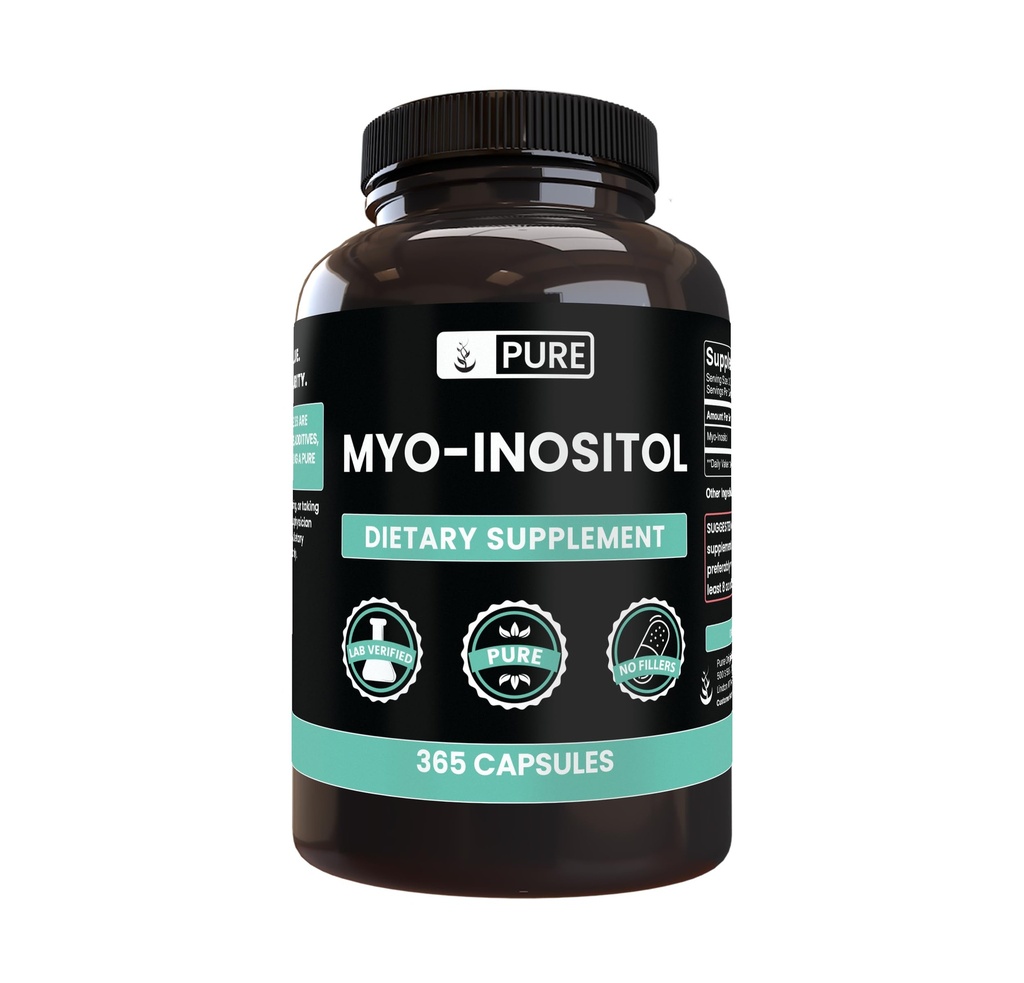 Myo- Inozytol (365 Kapsułki) Brak magnezu lub wypełniaczy ryżowych, Zawsze Czysty, Laboratorium zweryfikowane