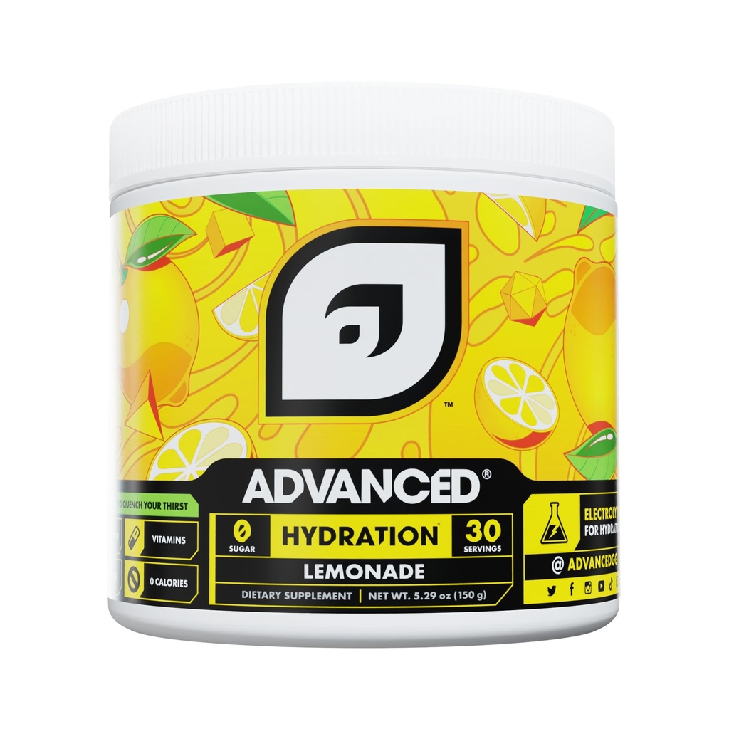 Advanced Hydration High-Performance Electrolyte Drink Mix with B Vitamin for All- Day Hydration - Kofeina Free, Zero Calories, Sugar Free, & Keto Friendly - (30 Sług, Lemoniada)