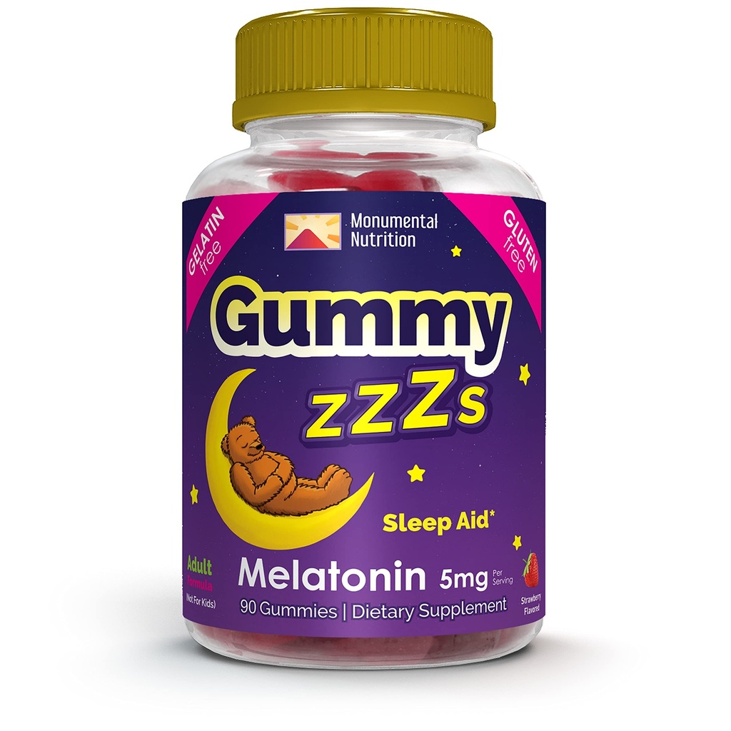 Gummy ZZZs Melatonina - Gumiaki senne 5 mg - Flavor truskawkowy - 90 Hrabia - Wegański-Friendly, Żelatyna i Gluten Free - Halal i Kosher Certified - Gumiaki nocne dla mężczyzn i kobiet