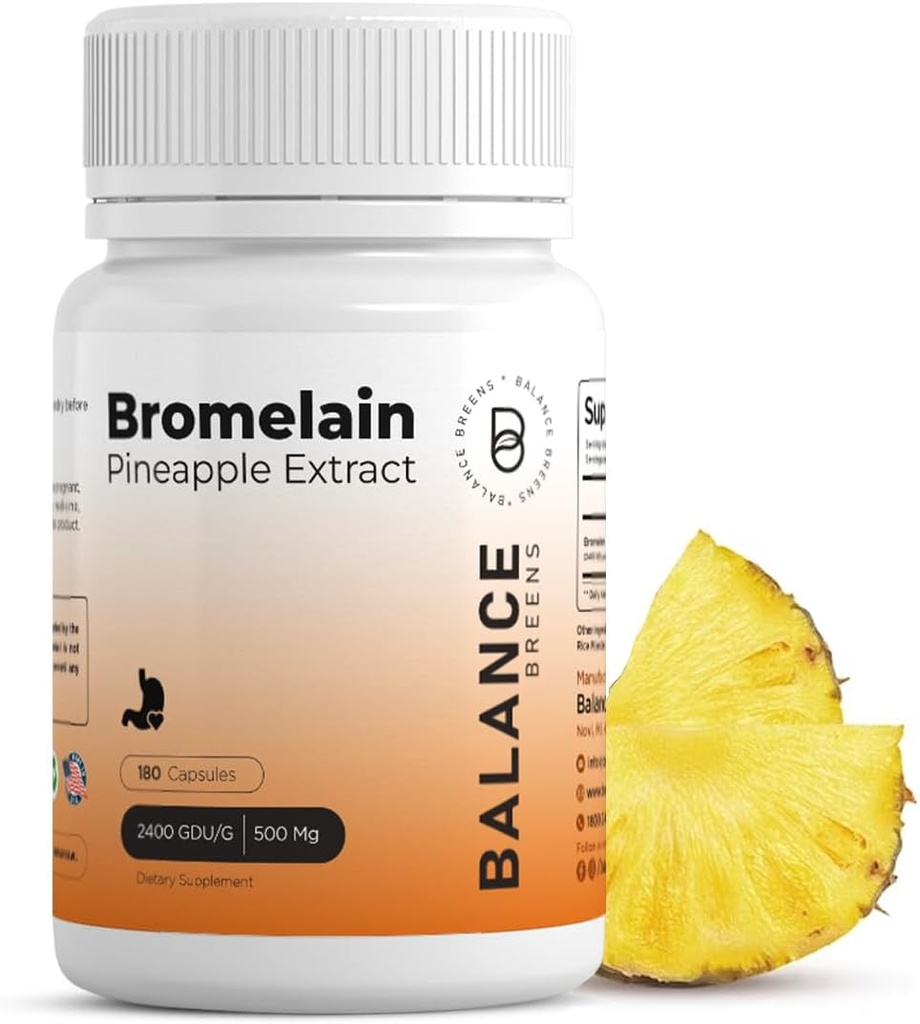 Bromelain 500mg - Ananas Extract Digestive Enzym - Wspiera trawienie i suplement wsparcia - przez Balance Breens