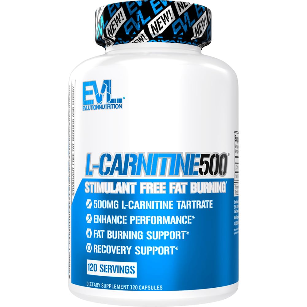 EVL L- Carnitine Supplement for Weight Loss Support - L Carnitine Tartrate for Cellular Energy Focus Endurance and Fat Burning Support - Stymulant Free Amino Acid for Fat Metabolity (120 Servings)