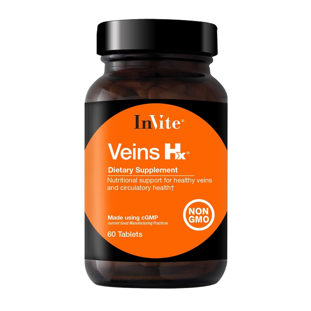 Zaproszenie Veins Health Hx ® - Wspiera Veins i Circulative Health - Zawiera witaminę C, Citrus Bioflavonoids, Nasienie Kasztanowe, Gotu Kola, Owoce borówki - 60 Tablets
