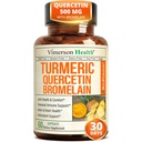 Quercetin with Bromelain Turmeric Curcumin Supplement - Ulga alergiczna, Joint & Immune Supplement - Organic Turmeric Supplement with Black Pepper (Bioperine) - 60 Quercetin 500mg kapsułki