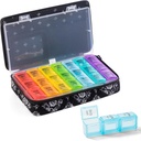 Cotygodniowy Pill Organizer 3 razy dziennie - Pill Box 7 dzień 3 razy dziennie z Cute Quilted Zipper tkaniny- Travel Pill Case 7 dzień 3 razy w dniu dla witaminy